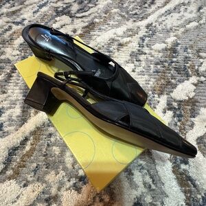 Life Stride Black Peep-Toe Slingback Heels